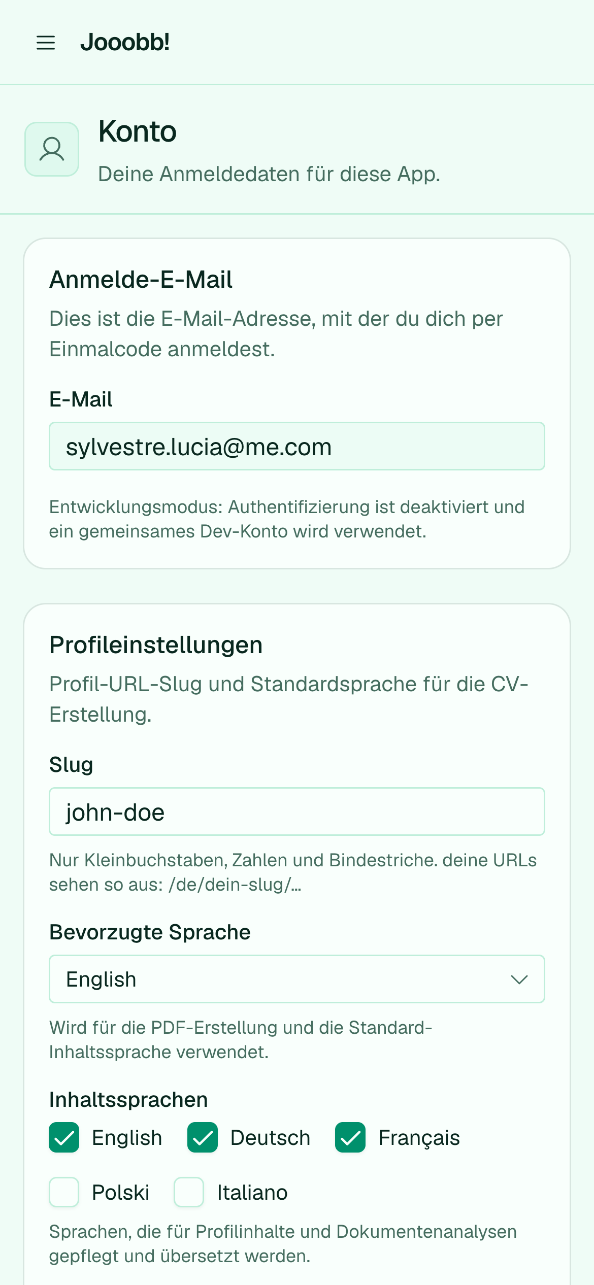 Konto & Datenschutz