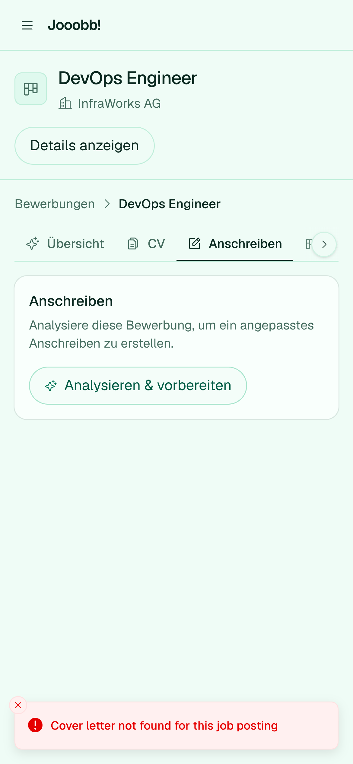 Anschreiben-Generierung bei einer Bewerbung