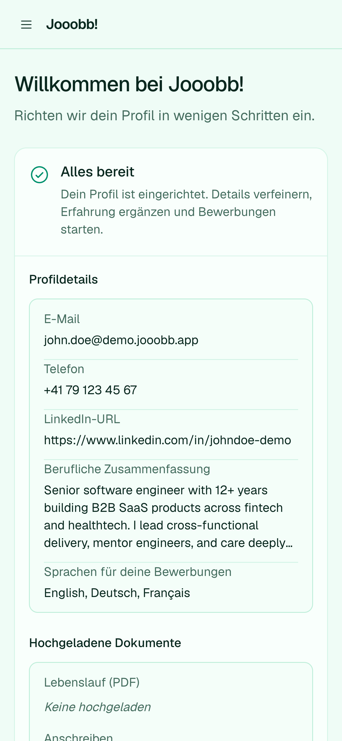 Onboarding-Summary- und Abschluss-Schritt