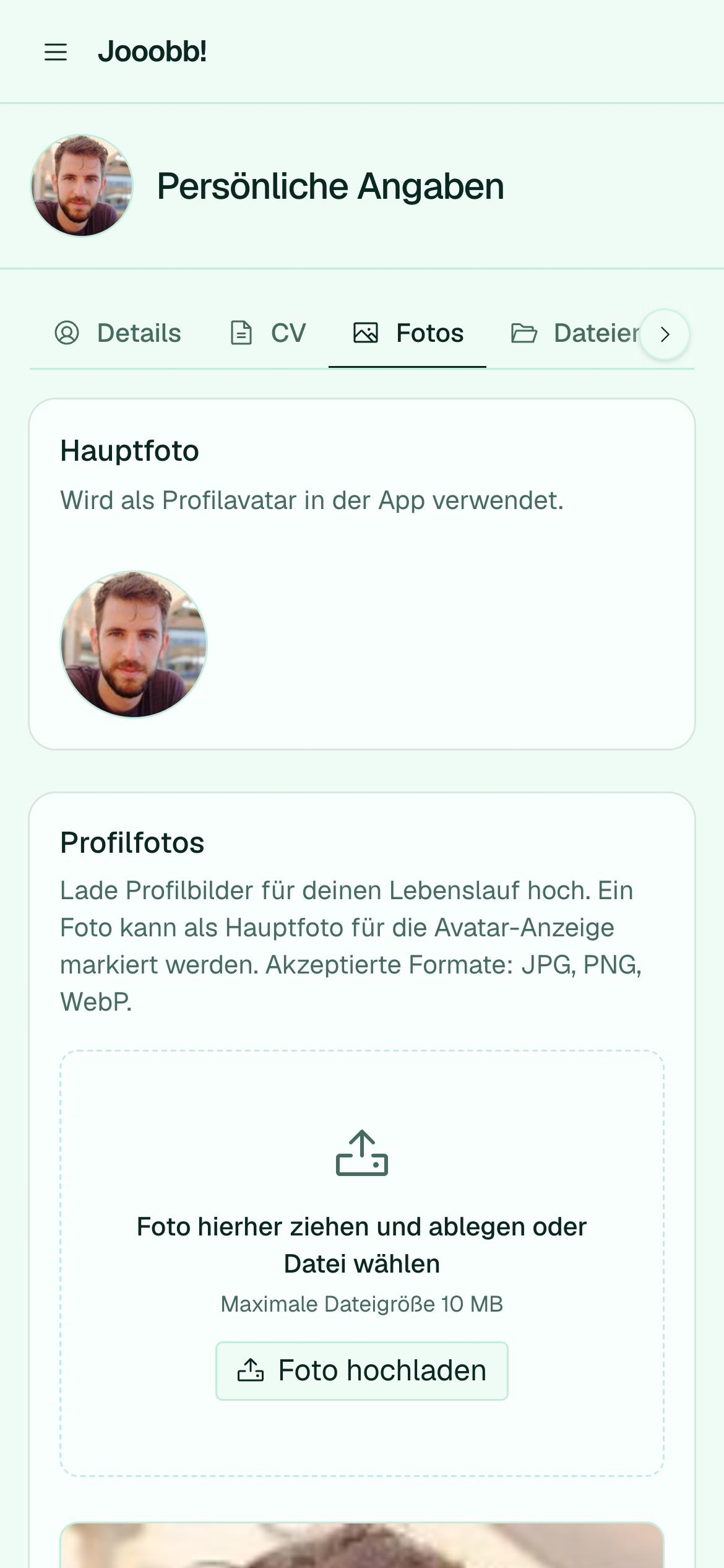 Profilbild-Verwaltung mit Headshot-Varianten-Generierung
