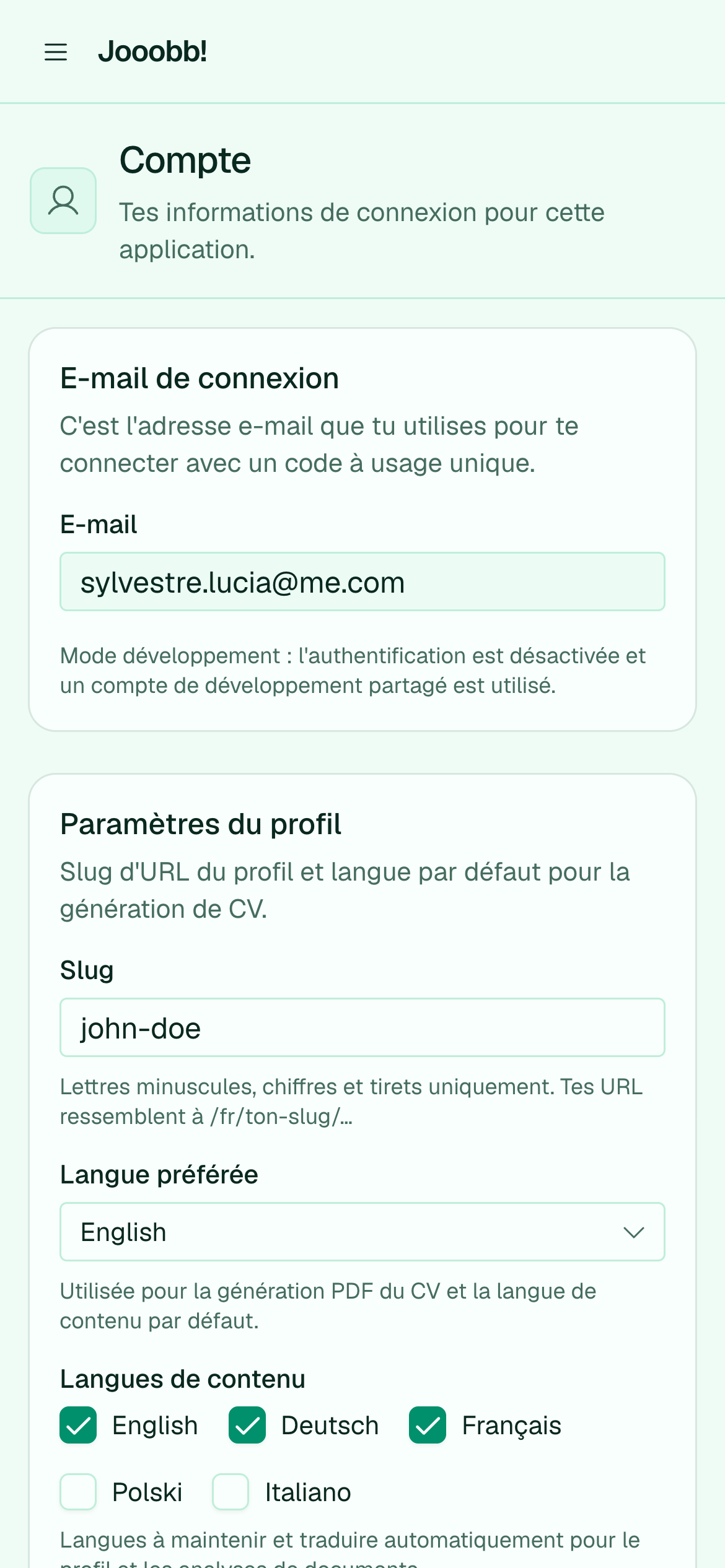 Compte & confidentialité