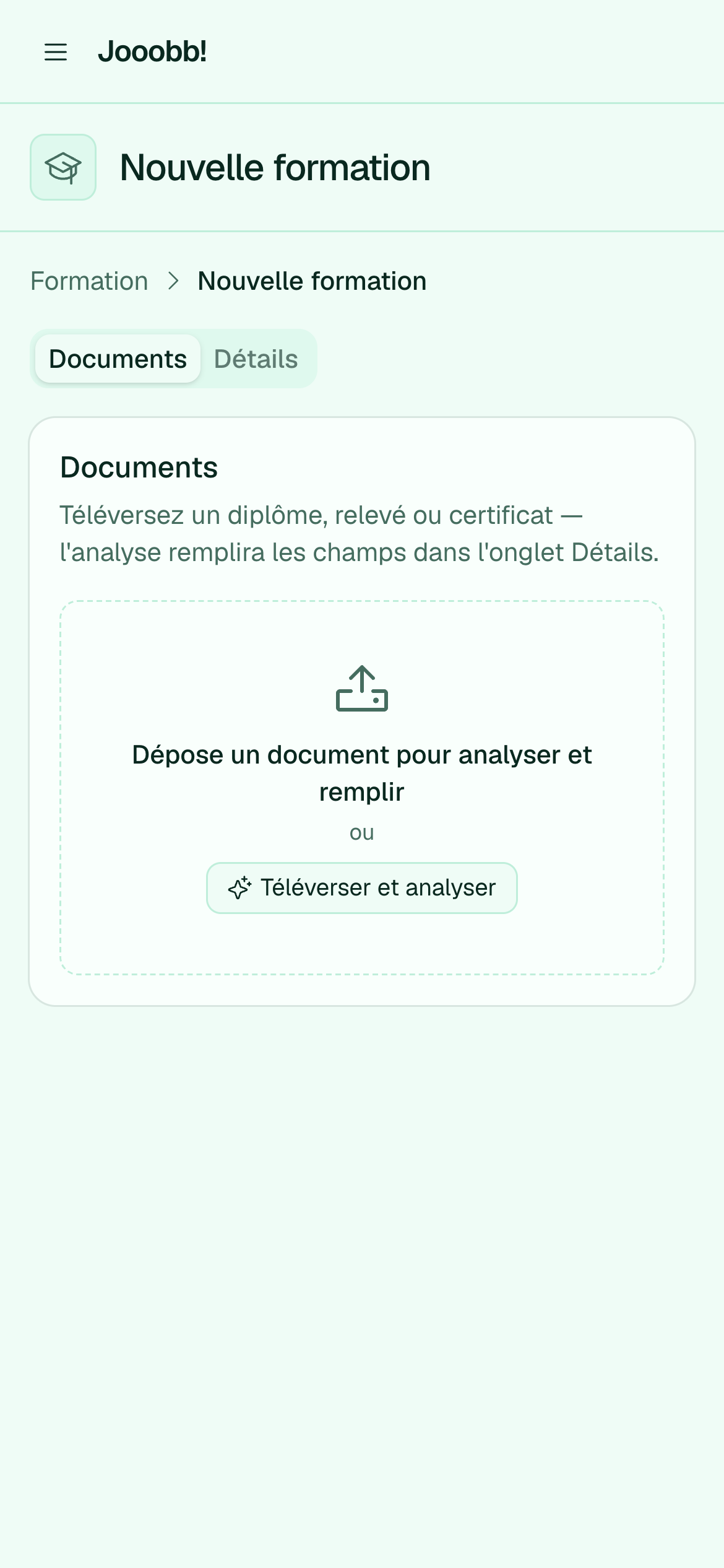 Création d'une nouvelle entrée de formation