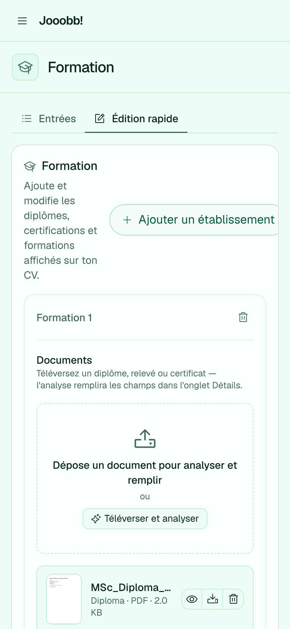 Synthèse formation pour les CV