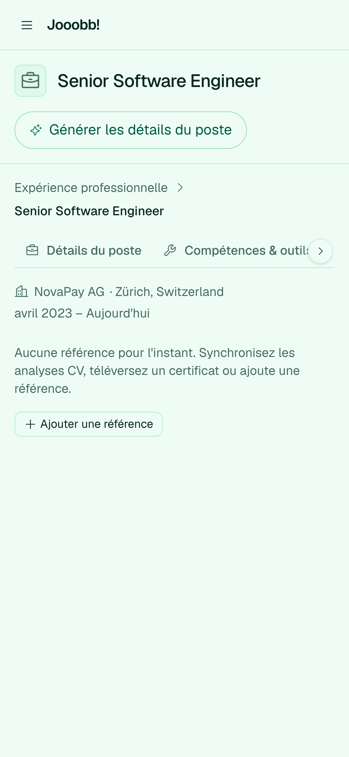 Éléments de contexte attachés à une expérience professionnelle