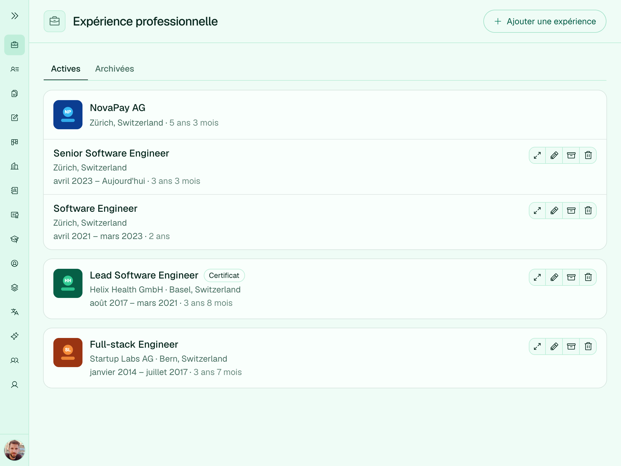 Expérience professionnelle