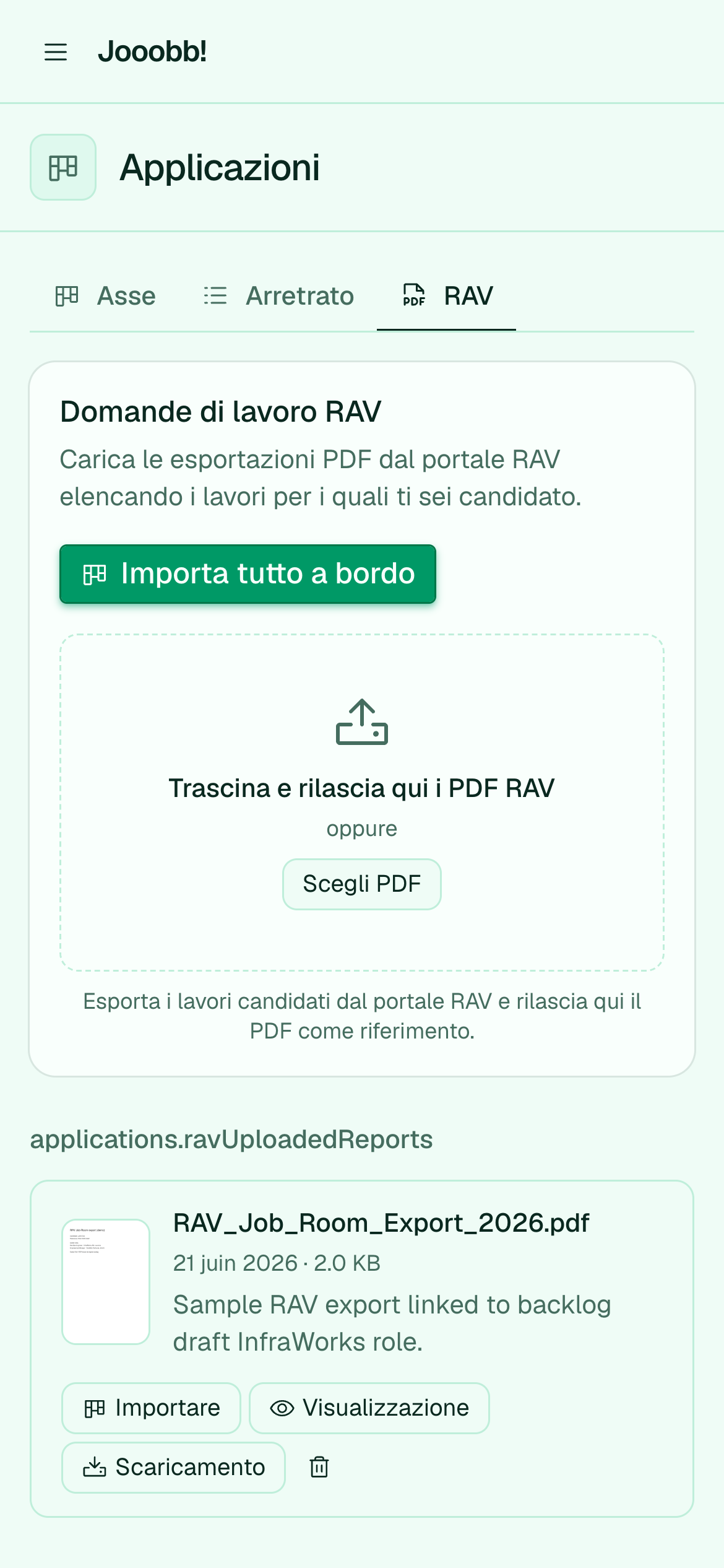 Export candidature RAV