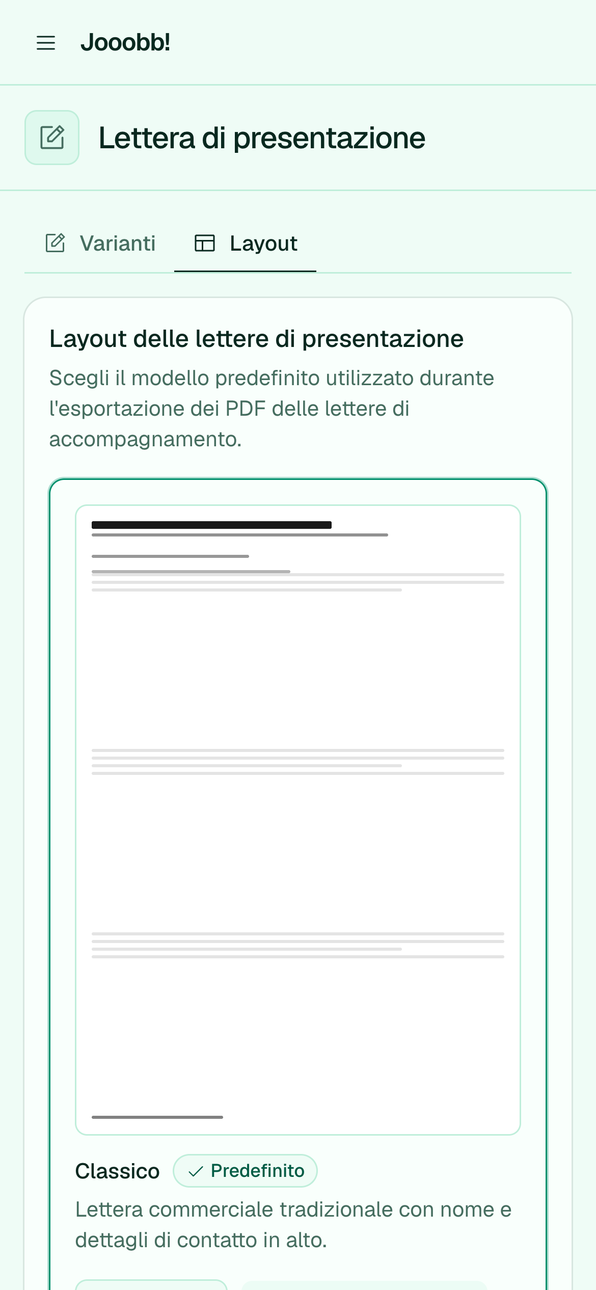 Modelli layout lettere di presentazione