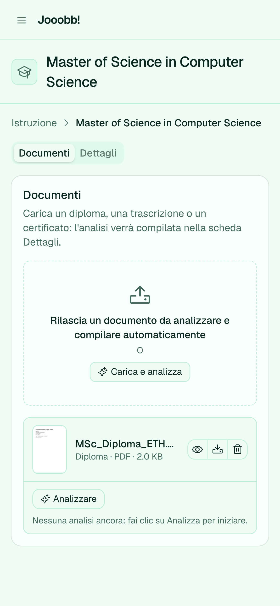 Editor voce formazione con dettagli e documenti