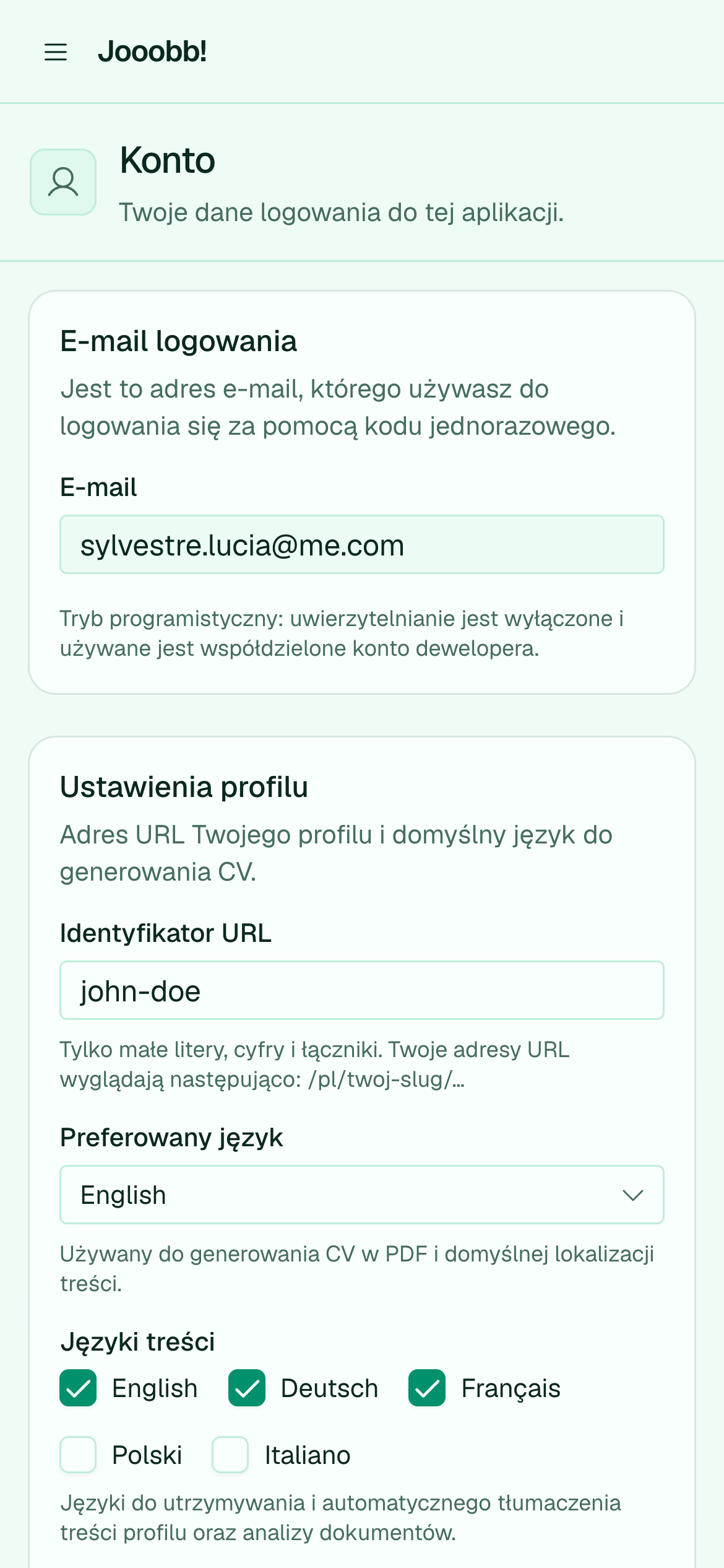 Konto i prywatność