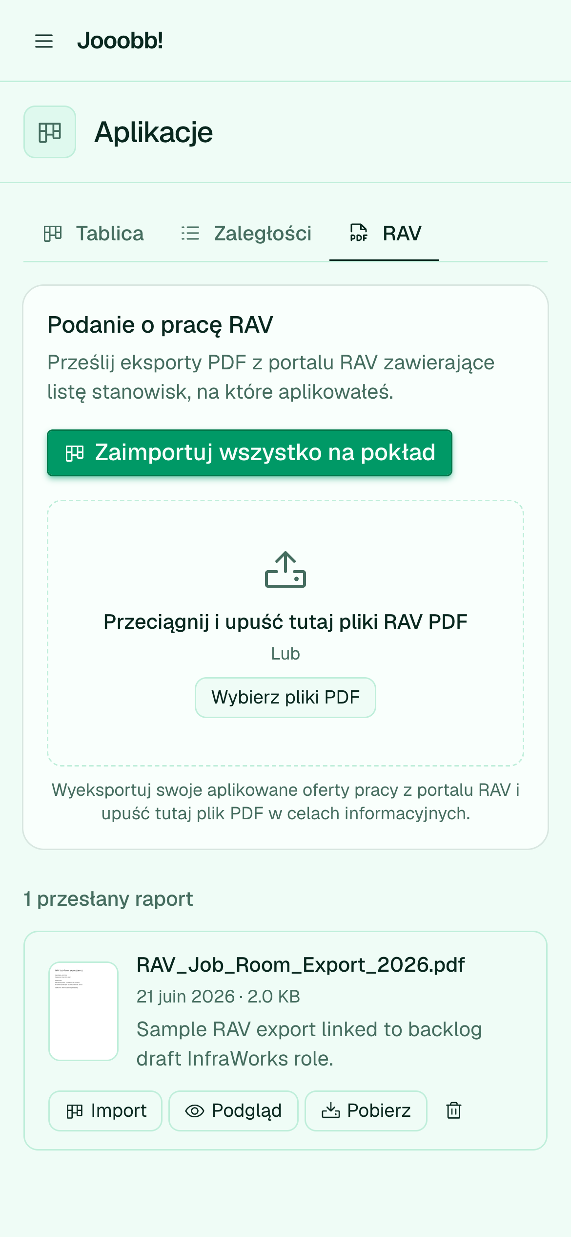Eksporty aplikacji RAV
