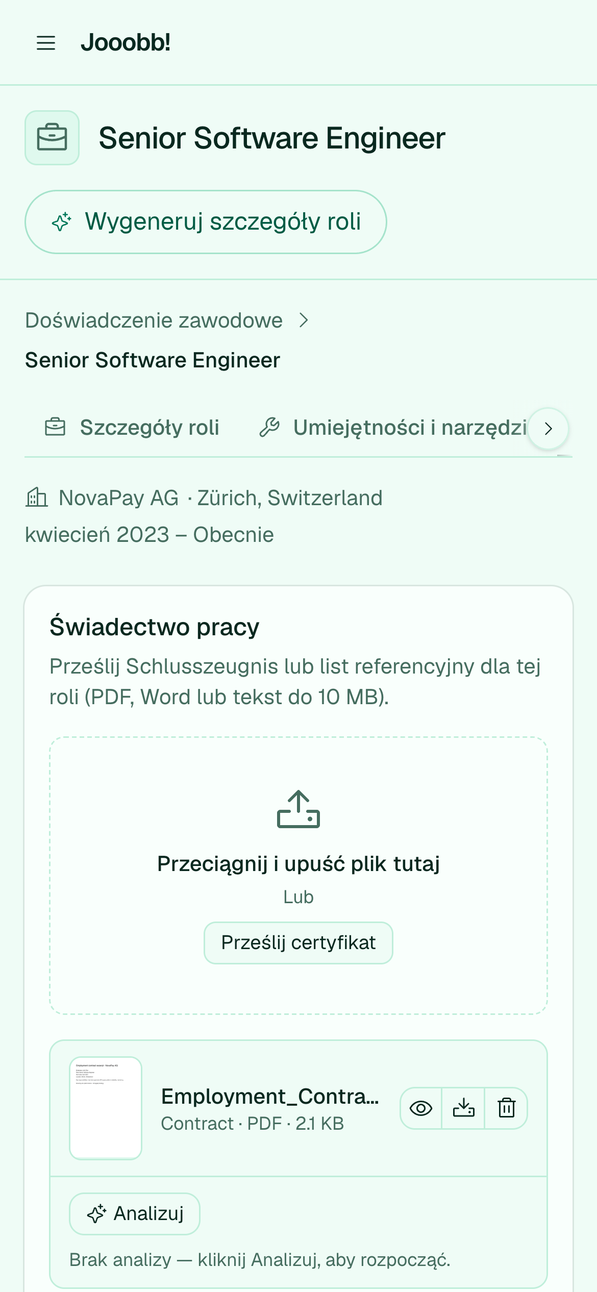 Dokumenty certyfikatu i referencji przy doświadczeniu