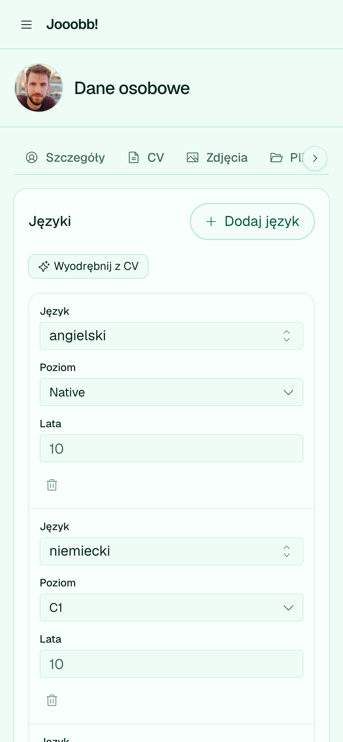 Języki mówione z poziomami biegłości